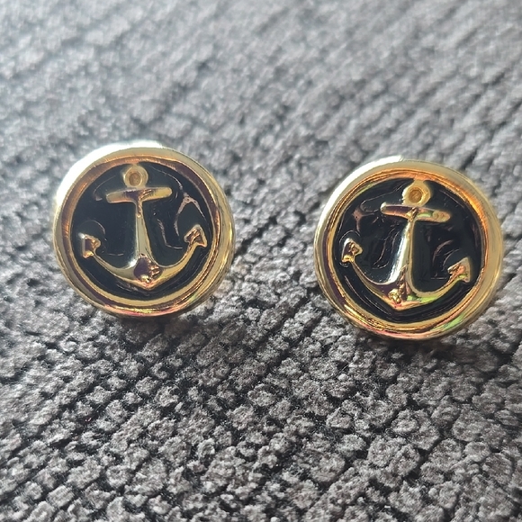 Other - Gold and Black Anchor Earings